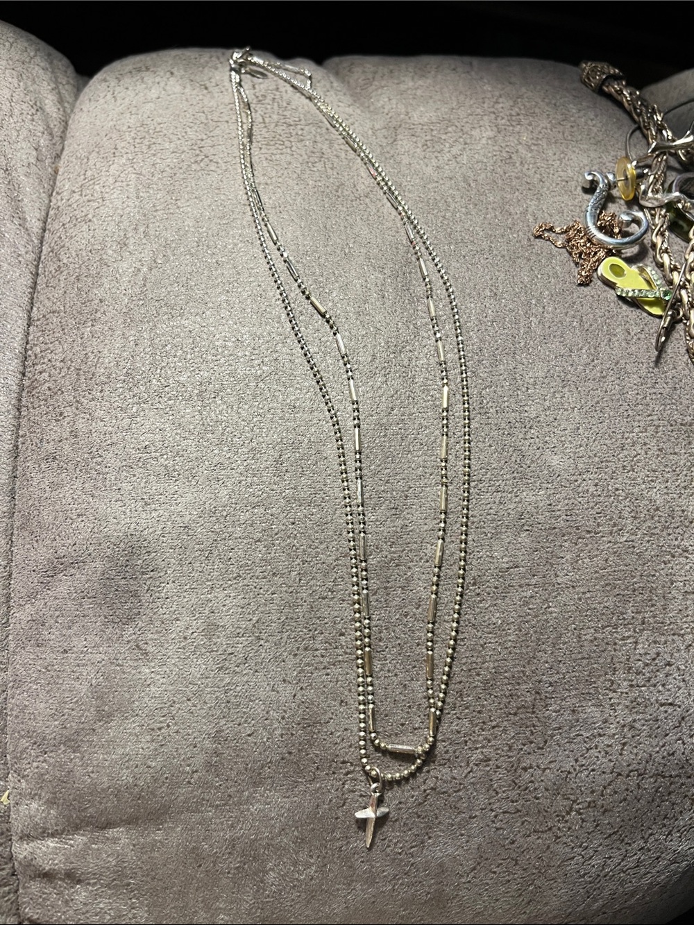 Silver Layered Cross Pendant Necklace - Silver 1700